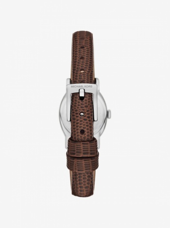 Michael Kors Petite Maude Silver-Tone and Lizard Embossed Leather Watch