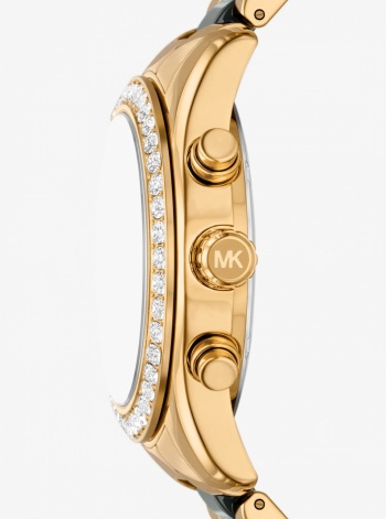 Michael Kors Lexington Pavé Gold-Tone and Ceramic Watch