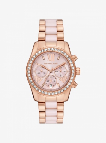Michael Kors Lexington Pavé Pink-Tone and Ceramic Watch