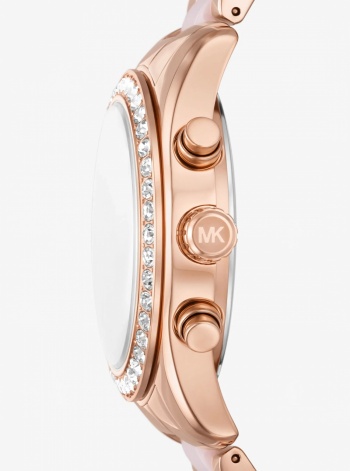 Michael Kors Lexington Pavé Pink-Tone and Ceramic Watch