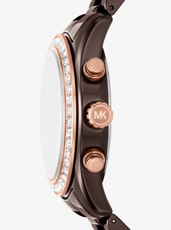 Michael Kors Lexington Pavé Brown-Tone Ceramic Watch