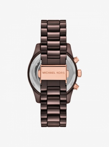 Michael Kors Lexington Pavé Brown-Tone Ceramic Watch