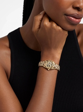 Michael Kors Petite Lexington Pavé Animal Print Gold-Tone Watch