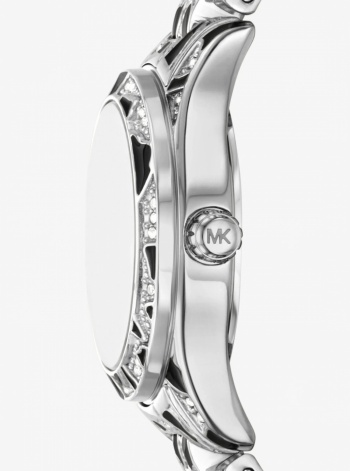 Michael Kors Petite Lexington Pavé Animal Print Silver-Tone Watch