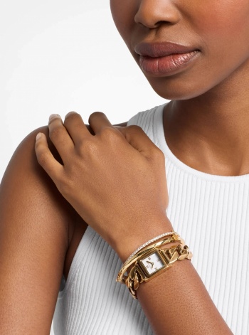 Michael Kors Micro Georgie Gold-Tone Watch and Jewelry Gift Set
