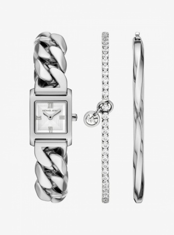 Michael Kors Micro Georgie Silver-Tone Watch and Jewelry Gift Set