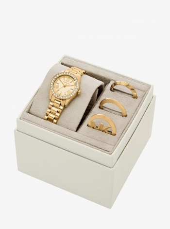 Michael Kors Lexington Brushed Gold-Tone Watch Gift Set