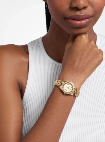 Michael Kors Lexington Brushed Gold-Tone Watch Gift Set