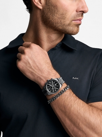 Michael Kors Oversized Lexington Gunmetal Watch and Bracelet Gift Set