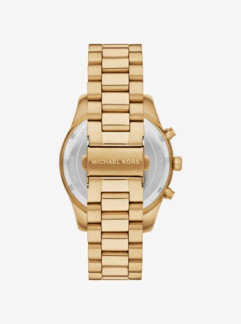 Michael Kors Oversized Lexington Gold-Tone Watch and Crocodile Embossed Leather Card Case Gift Set
