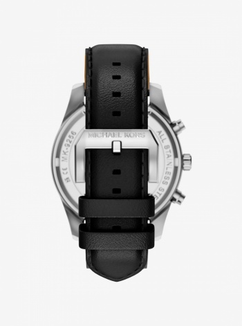 Michael Kors Oversized Lexington Silver-Tone and Leather Watch