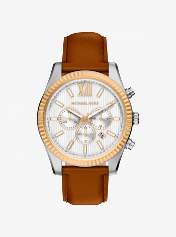 Michael Kors Oversized Lexington Two-Tone and Leather Watch