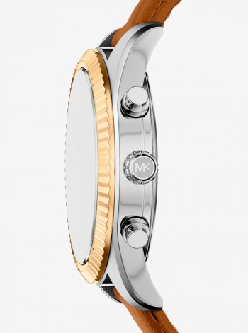 Michael Kors Oversized Lexington Two-Tone and Leather Watch