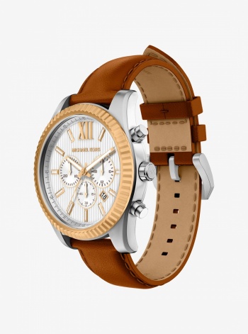 Michael Kors Oversized Lexington Two-Tone and Leather Watch