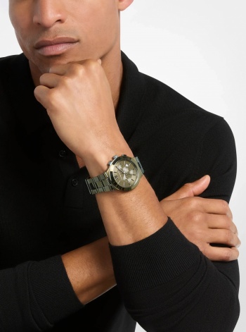 Michael Kors Mens Oversized Billie Green-Tone Watch