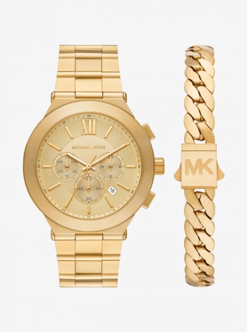 Michael Kors Oversized Billie Gold-Tone Watch and Bracelet Gift Set