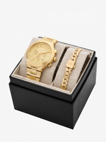 Michael Kors Oversized Billie Gold-Tone Watch and Bracelet Gift Set