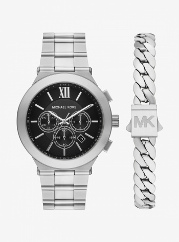 Michael Kors Oversized Billie Silver-Tone Watch and Bracelet Gift Set