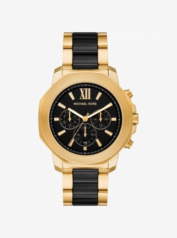 Michael Kors Mens Oversized Prescott Gold-Tone and Ceramic Watch