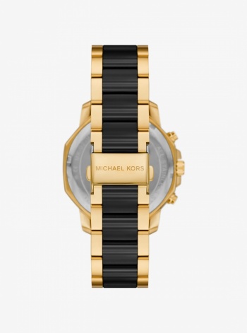 Michael Kors Mens Oversized Prescott Gold-Tone and Ceramic Watch