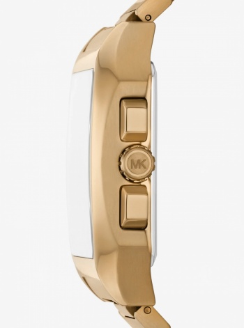Michael Kors Mens Hayes Oversized Brushed Beige Gold-Tone Sport Watch
