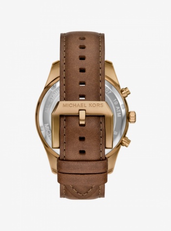 Michael Kors Oversized Lexington Beige Gold-Tone Leather Watch