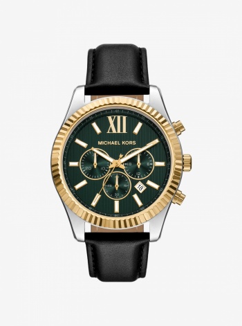Michael Kors Oversized Lexington Two-Tone and Leather Watch