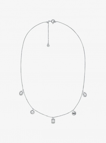 Michael Kors Precious Metal-Plated Sterling Silver Pavé Mixed Charms Necklace