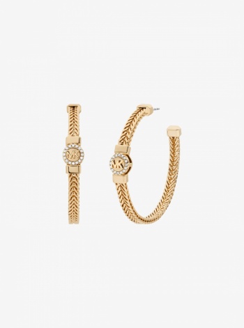 Pavé Logo Foxtail Chain Hoop Earrings