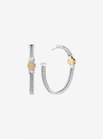 Pavé Logo Foxtail Chain Hoop Earrings