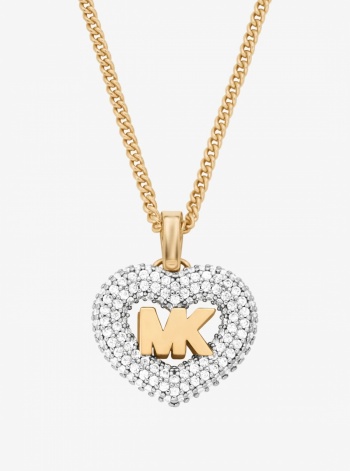 Logo and Pavé Heart Necklace