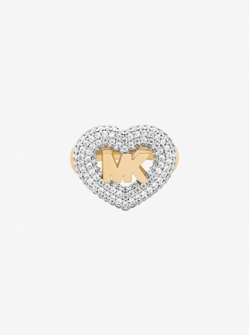 Logo and Pavé Heart Ring