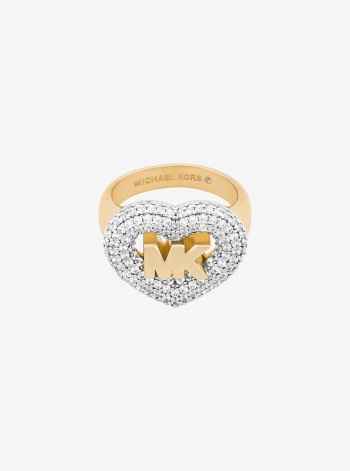 Logo and Pavé Heart Ring