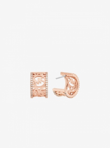 Pavé Perforated Logo Huggie Earrings
