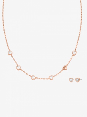 Heart Cubic Zirconia Necklace and Stud Earrings Gift Set