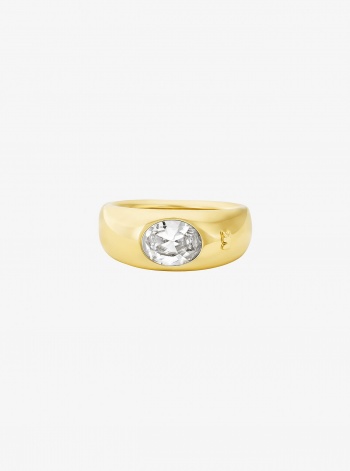 Michael Kors Precious Metal-Plated Cubic Zirconia Signet Ring