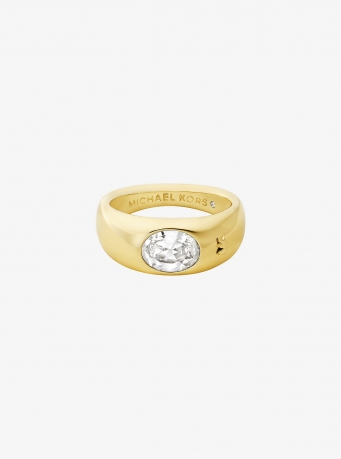 Michael Kors Precious Metal-Plated Cubic Zirconia Signet Ring