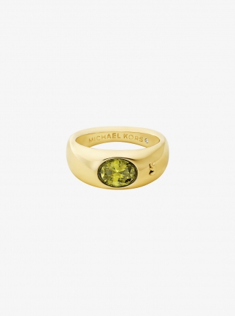 Michael Kors Precious Metal-Plated Cubic Zirconia Signet Ring