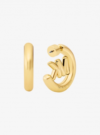 Michael Kors Large Logo Charm Hoop Earrings