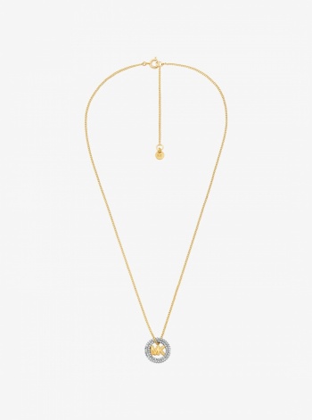 Michael Kors Pavé and Logo Charm Two-Tone Necklace
