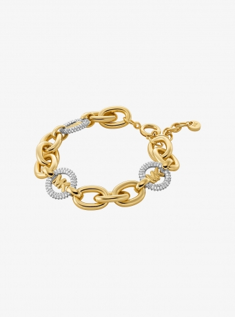 Michael Kors Pavé Logo Charm Chain-Link Bracelet