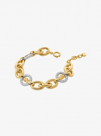 Michael Kors Pavé Logo Charm Chain-Link Bracelet