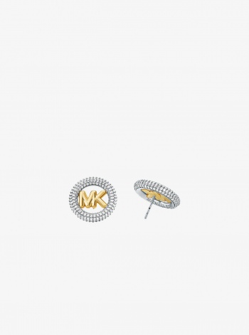 Michael Kors Medium Precious Metal-Plated Brass Pavé Logo Stud Earrings