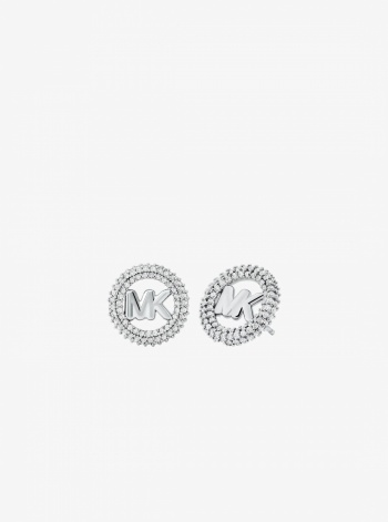 Michael Kors Small Pavé Logo Charm Two-Tone Stud Earrings