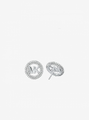 Michael Kors Small Pavé Logo Charm Two-Tone Stud Earrings