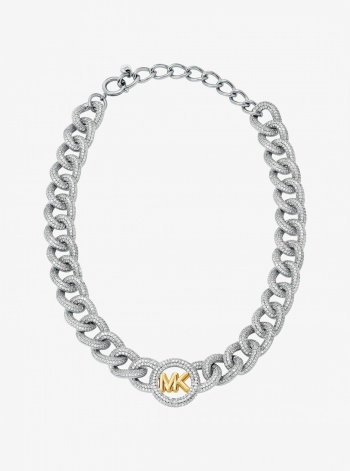 Michael Kors Pavé Logo Curb-Link Necklace