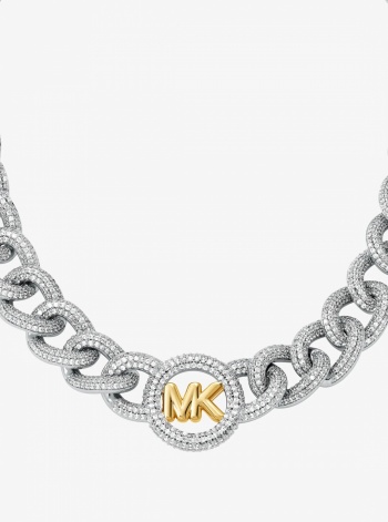 Michael Kors Pavé Logo Curb-Link Necklace