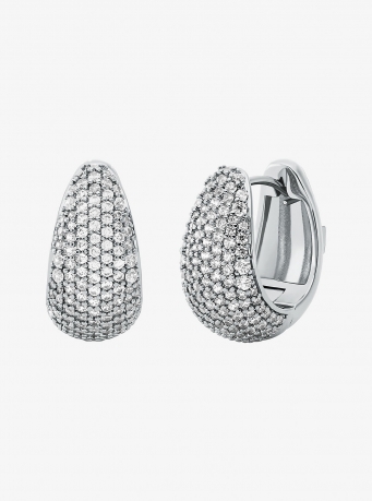 Michael Kors Precious Metal-Plated Brass Pavé Teardrop Huggie Earrings