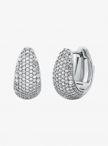 Michael Kors Precious Metal-Plated Brass Pavé Teardrop Huggie Earrings