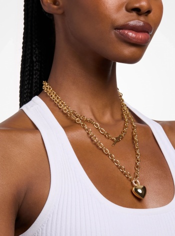 Michael Kors Pavé Puffy Heart Pendant Necklace